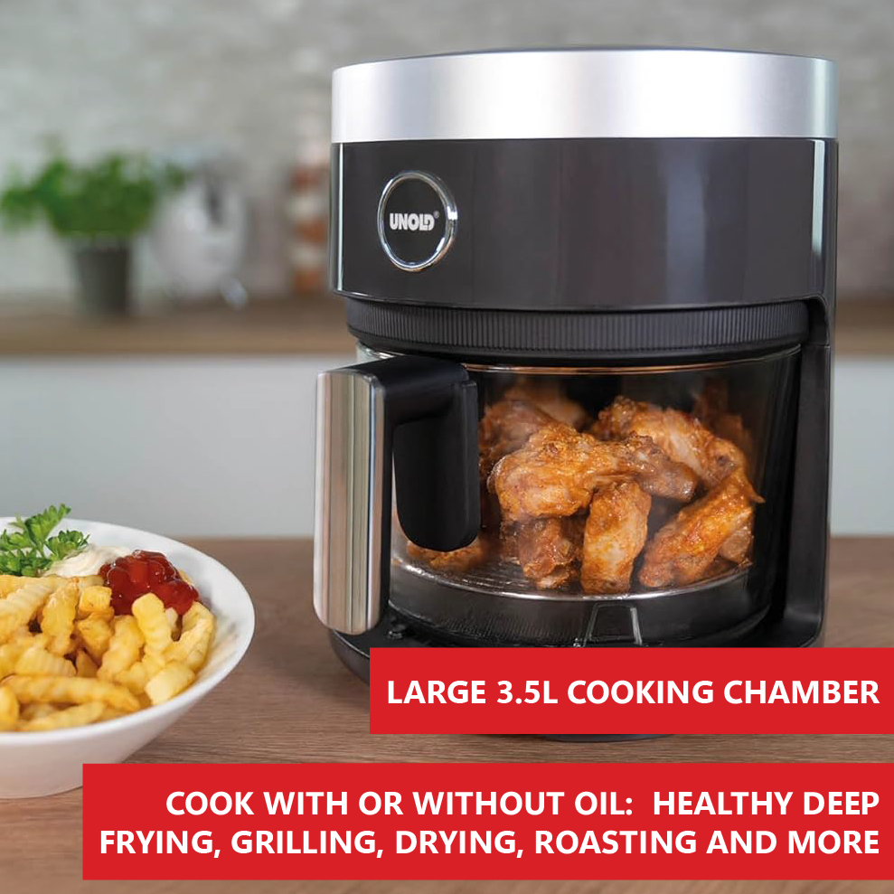 Unold Air Fryer Glas 3.5L with Transparent Glass Basket