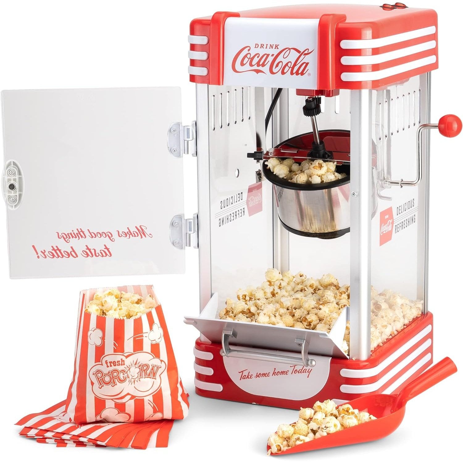 Nostalgia Coca-Cola Old Fashioned Popcorn Machine and Cart-CCP399COKE ... Coca cola popcorn machine